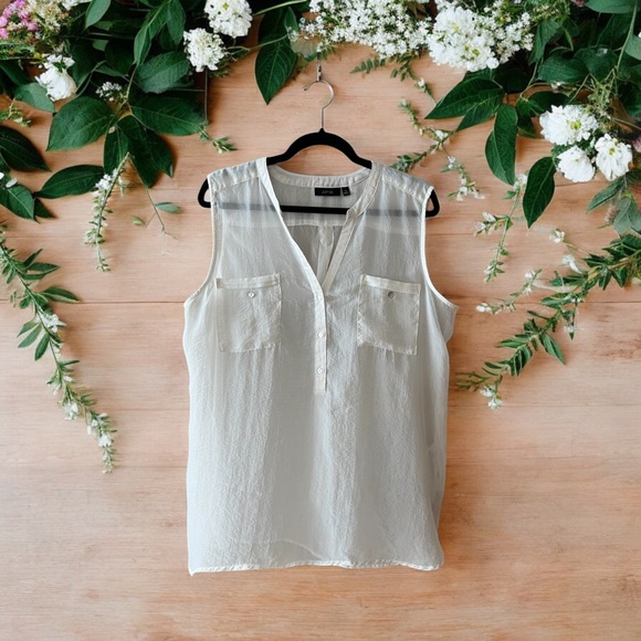 Apt. 9 Light Cream Semi Sheer Button Front Sleeveless Top - Picture 10 of 10